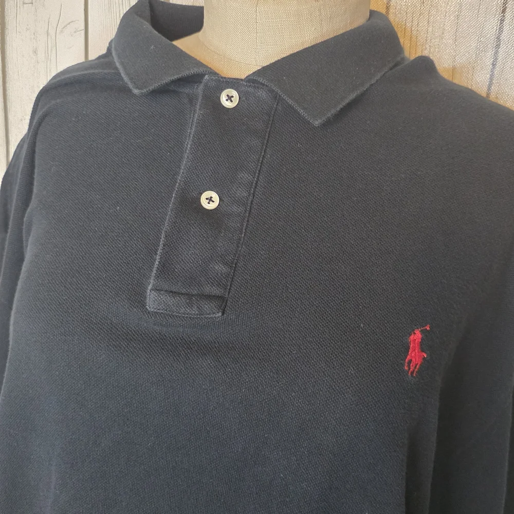 Polo Ralph Lauren Men’s Long Sleeve Polo Shirt Black Red Pony XL